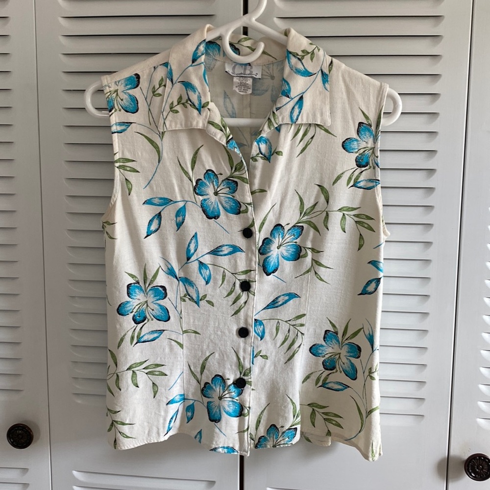Vintage Floral Sleeveless Blouse